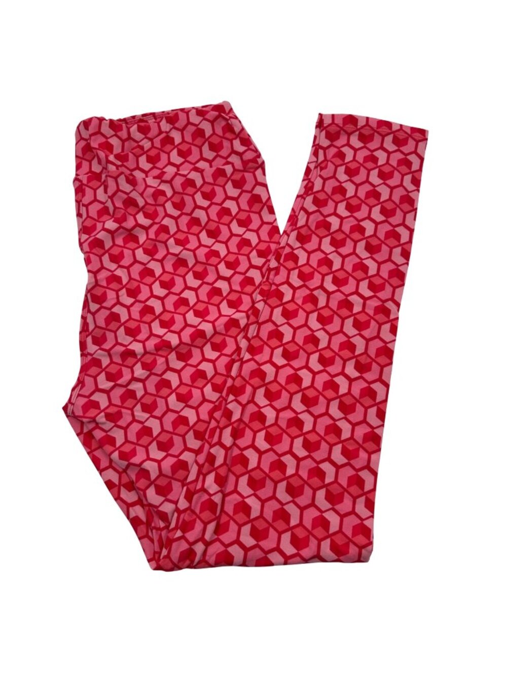 LuLaRoe TC Leggings Womens Tall Curvy Valentines Geometric Hearts Red Pink New